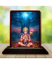 Car Desk/Table Top Lord Hanuman Wooden Photo Stand  3x4 Inches, Compact & Stylish Spiritual Display For Car, Home & Office (Pack Of 1) (F14344)