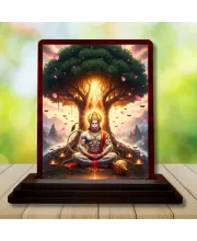 Car Desk/Table Top Lord Hanuman Wooden Photo Stand  3x4 Inches, Compact & Stylish Spiritual Display For Car, Home & Office (Pack Of 1) (F14345)