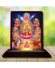 Car Desk/Table Top Ashta Lakshmi Wooden Photo Stand  3x4 Inches, Compact & Stylish Spiritual Display For Car, Home & Office (Pack Of 1) (F14354)