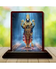 Car Desk/Table Top Lord Balaji Wooden Photo Stand  3x4 Inches, Compact & Stylish Spiritual Display For Car, Home & Office (Pack Of 1) (F14356)