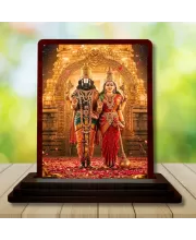 Car Desk/Table Top Lord Venkateswara With Goddess Lakshmi. Wooden Photo Stand  3x4 Inches, Compact & Stylish Spiritual Display For Car, Home & Office (Pack Of 1) (F14359)