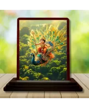 Car Desk/Table Top Lord Murugan Wooden Photo Stand  3x4 Inches, Compact & Stylish Spiritual Display For Car, Home & Office (Pack Of 1) (F14364)