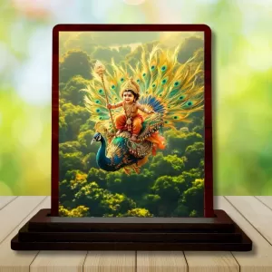 Car Desk/Table Top Lord Murugan Wooden Photo Stand 3x4 Inches, Compact & Stylish Spiritual Display For Car, Home & Office (Pack Of 1) (F14364) Car Desk/Table Top Lord Murugan Wooden Photo Stand 3x4 Inches, Compact & Stylish Spiritual Display For Car, Home & Office (Pack Of 1) (F14364)