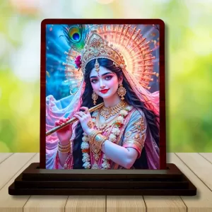 Car Desk/Table Top Cute Radha Wooden Photo Stand 3x4 Inches, Compact & Stylish Spiritual Display For Car, Home & Office (Pack Of 1) (F14366) Car Desk/Table Top Cute Radha Wooden Photo Stand 3x4 Inches, Compact & Stylish Spiritual Display For Car, Home & Office (Pack Of 1) (F14366)