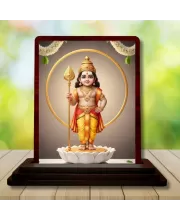 Car Desk/Table Top Lord Karthikeya Wooden Photo Stand  3x4 Inches, Compact & Stylish Spiritual Display For Car, Home & Office (Pack Of 1) (F14374)