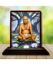 Car Desk/Table Top Swami Samarth Wooden Photo Stand  3x4 Inches, Compact & Stylish Spiritual Display For Car, Home & Office (Pack Of 1) (F14375)