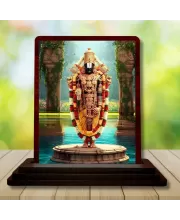 Car Desk/Table Top Lord Balaji Wooden Photo Stand  3x4 Inches, Compact & Stylish Spiritual Display For Car, Home & Office (Pack Of 1) (F14379)