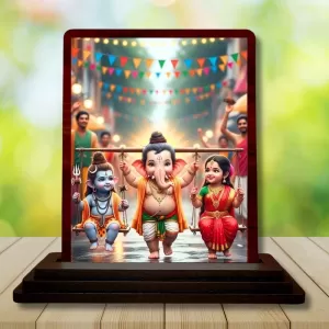 Car Desk/Table Top Lord Ganesha And Shiva Parvathi Wooden Photo Stand 3x4 Inches, Compact & Stylish Spiritual Display For Car, Home & Office (Pack Of 1) (F14380) Car Desk/Table Top Lord Ganesha And Shiva Parvathi Wooden Photo Stand 3x4 Inches, Compact & Stylish Spiritual Display For Car, Home & Office (Pack Of 1) (F14380)