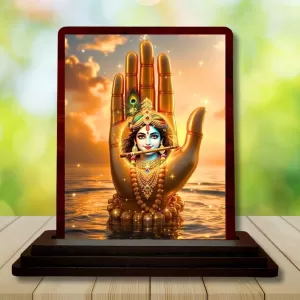 Car Desk/Table Top Lord Krishna Wooden Photo Stand 3x4 Inches, Compact & Stylish Spiritual Display For Car, Home & Office (Pack Of 1) (F14384) Car Desk/Table Top Lord Krishna Wooden Photo Stand 3x4 Inches, Compact & Stylish Spiritual Display For Car, Home & Office (Pack Of 1) (F14384)