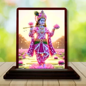 Car Desk/Table Top Lord Krishna Wooden Photo Stand 3x4 Inches, Compact & Stylish Spiritual Display For Car, Home & Office (Pack Of 1) (F14385) Car Desk/Table Top Lord Krishna Wooden Photo Stand 3x4 Inches, Compact & Stylish Spiritual Display For Car, Home & Office (Pack Of 1) (F14385)