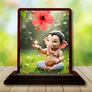 Car Desk/Table Top Lord Ganesha Wooden Photo Stand 3x4 Inches, Compact & Stylish Spiritual Display For Car, Home & Office (Pack Of 1) (F14394) Car Desk/Table Top Lord Ganesha Wooden Photo Stand 3x4 Inches, Compact & Stylish Spiritual Display For Car, Home & Office (Pack Of 1) (F14394)