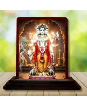 Car Desk/Table Top Lord Dattatreya Wooden Photo Stand  3x4 Inches, Compact & Stylish Spiritual Display For Car, Home & Office (Pack Of 1) (F14395)