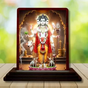 Car Desk/Table Top Lord Dattatreya Wooden Photo Stand 3x4 Inches, Compact & Stylish Spiritual Display For Car, Home & Office (Pack Of 1) (F14395) Car Desk/Table Top Lord Dattatreya Wooden Photo Stand 3x4 Inches, Compact & Stylish Spiritual Display For Car, Home & Office (Pack Of 1) (F14395)