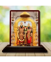 Car Desk/Table Top Lord Balaji And Lakshmi Wooden Photo Stand  3x4 Inches, Compact & Stylish Spiritual Display For Car, Home & Office (Pack Of 1) (F14396)