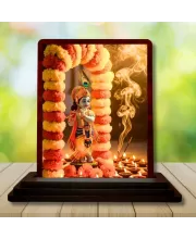 Car Desk/Table Top Lord Krishna Wooden Photo Stand  3x4 Inches, Compact & Stylish Spiritual Display For Car, Home & Office (Pack Of 1) (F14399)