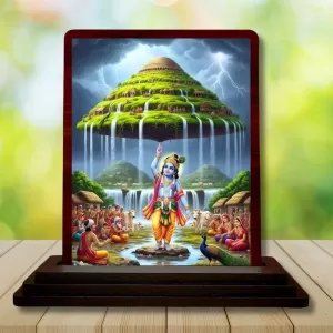 Car Desk/Table Top Lord Krishna Wooden Photo Stand 3x4 Inches, Compact & Stylish Spiritual Display For Car, Home & Office (Pack Of 1) (F14401) Car Desk/Table Top Lord Krishna Wooden Photo Stand 3x4 Inches, Compact & Stylish Spiritual Display For Car, Home & Office (Pack Of 1) (F14401)