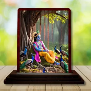 Car Desk/Table Top Lord Krishna Wooden Photo Stand 3x4 Inches, Compact & Stylish Spiritual Display For Car, Home & Office (Pack Of 1) (F14402) Car Desk/Table Top Lord Krishna Wooden Photo Stand 3x4 Inches, Compact & Stylish Spiritual Display For Car, Home & Office (Pack Of 1) (F14402)