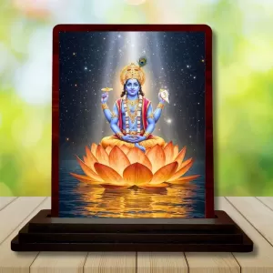 Car Desk/Table Top Lord Vishnu Wooden Photo Stand 3x4 Inches, Compact & Stylish Spiritual Display For Car, Home & Office (Pack Of 1) (F14403) Car Desk/Table Top Lord Vishnu Wooden Photo Stand 3x4 Inches, Compact & Stylish Spiritual Display For Car, Home & Office (Pack Of 1) (F14403)