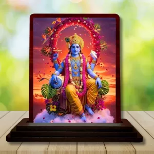 Car Desk/Table Top Lord Vishnu Wooden Photo Stand 3x4 Inches, Compact & Stylish Spiritual Display For Car, Home & Office (Pack Of 1) (F14406) Car Desk/Table Top Lord Vishnu Wooden Photo Stand 3x4 Inches, Compact & Stylish Spiritual Display For Car, Home & Office (Pack Of 1) (F14406)