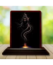 Car Desk/Table Top Lord Shiva Wooden Photo Stand  3x4 Inches, Compact & Stylish Spiritual Display For Car, Home & Office (Pack Of 1) (F14407)