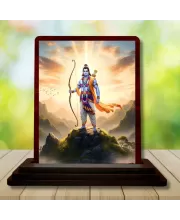Car Desk/Table Top Lord Rama Wooden Photo Stand  3x4 Inches, Compact & Stylish Spiritual Display For Car, Home & Office (Pack Of 1) (F14408)
