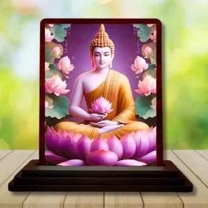 Car Desk/Table Top Lord Buddha Wooden Photo Stand 3x4 Inches, Compact & Stylish Spiritual Display For Car, Home & Office (Pack Of 1) (F14415) Car Desk/Table Top Lord Buddha Wooden Photo Stand 3x4 Inches, Compact & Stylish Spiritual Display For Car, Home & Office (Pack Of 1) (F14415)