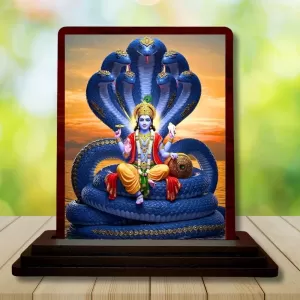 Car Desk/Table Top Lord Vishnu Wooden Photo Stand 3x4 Inches, Compact & Stylish Spiritual Display For Car, Home & Office (Pack Of 1) (F14419) Car Desk/Table Top Lord Vishnu Wooden Photo Stand 3x4 Inches, Compact & Stylish Spiritual Display For Car, Home & Office (Pack Of 1) (F14419)