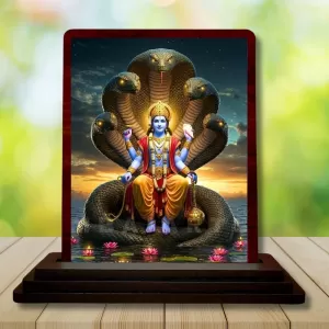 Car Desk/Table Top Lord Vishnu Wooden Photo Stand 3x4 Inches, Compact & Stylish Spiritual Display For Car, Home & Office (Pack Of 1) (F14422) Car Desk/Table Top Lord Vishnu Wooden Photo Stand 3x4 Inches, Compact & Stylish Spiritual Display For Car, Home & Office (Pack Of 1) (F14422)