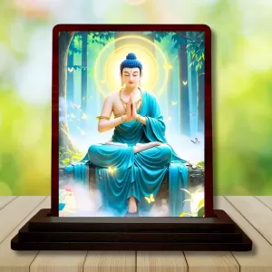 Car Desk/Table Top Lord Buddha Wooden Photo Stand 3x4 Inches, Compact & Stylish Spiritual Display For Car, Home & Office (Pack Of 1) (F14423) Car Desk/Table Top Lord Buddha Wooden Photo Stand 3x4 Inches, Compact & Stylish Spiritual Display For Car, Home & Office (Pack Of 1) (F14423)