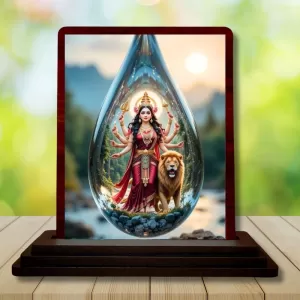 Car Desk/Table Top Goddess Durga Wooden Photo Stand 3x4 Inches, Compact & Stylish Spiritual Display For Car, Home & Office (Pack Of 1) (F14426) Car Desk/Table Top Goddess Durga Wooden Photo Stand 3x4 Inches, Compact & Stylish Spiritual Display For Car, Home & Office (Pack Of 1) (F14426)