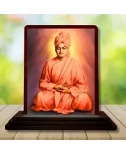 Car Desk/Table Top Swami Vivekananda Wooden Photo Stand  3x4 Inches, Compact & Stylish Spiritual Display For Car, Home & Office (Pack Of 1) (F14429)
