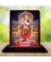 Car Desk/Table Top Lord Krishna Wooden Photo Stand  3x4 Inches, Compact & Stylish Spiritual Display For Car, Home & Office (Pack Of 1) (F14430)