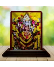 Car Desk/Table Top Goddess Durga Wooden Photo Stand  3x4 Inches, Compact & Stylish Spiritual Display For Car, Home & Office (Pack Of 1) (F14431)