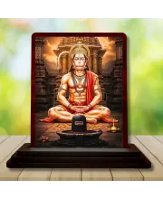 Car Desk/Table Top Lord Hanuman Wooden Photo Stand  3x4 Inches, Compact & Stylish Spiritual Display For Car, Home & Office (Pack Of 1) (F14432)