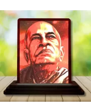 Car Desk/Table Top Bhaktivedanta Swami Prabhupada Wooden Photo Stand  3x4 Inches, Compact & Stylish Spiritual Display For Car, Home & Office (Pack Of 1) (F14435)