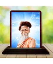 Car Desk/Table Top Sri Sri SitaRamdas OmkarNath  Wooden Photo Stand  3x4 Inches, Compact & Stylish Spiritual Display For Car, Home & Office (Pack Of 1) (F14437)