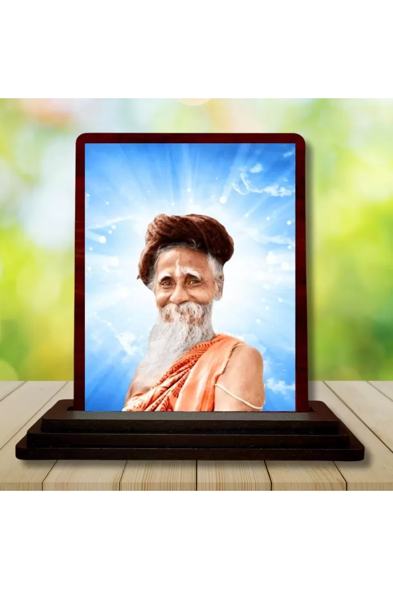 Car Desk/Table Top Sri Sri SitaRamdas OmkarNath  Wooden Photo Stand  3x4 Inches, Compact & Stylish Spiritual Display For Car, Home & Office (Pack Of 1) (F14437)