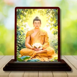 Car Desk/Table Top Lord Buddha Wooden Photo Stand 3x4 Inches, Compact & Stylish Spiritual Display For Car, Home & Office (Pack Of 1) (F14440) Car Desk/Table Top Lord Buddha Wooden Photo Stand 3x4 Inches, Compact & Stylish Spiritual Display For Car, Home & Office (Pack Of 1) (F14440)