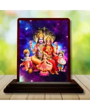 Car Desk/Table Top Lord Vishnu Lakshmi Wooden Photo Stand  3x4 Inches, Compact & Stylish Spiritual Display For Car, Home & Office (Pack Of 1) (F14441)