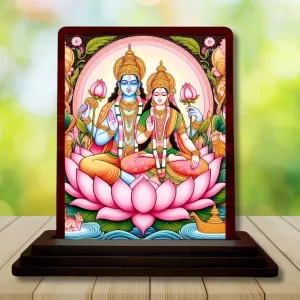 Car Desk/Table Top Lord Vishnu Lakshmi Wooden Photo Stand 3x4 Inches, Compact & Stylish Spiritual Display For Car, Home & Office (Pack Of 1) (F14443) Car Desk/Table Top Lord Vishnu Lakshmi Wooden Photo Stand 3x4 Inches, Compact & Stylish Spiritual Display For Car, Home & Office (Pack Of 1) (F14443)