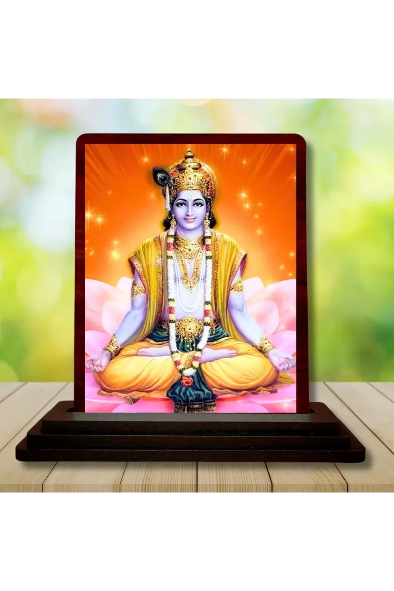 Car Desk/Table Top Lord Rama Wooden Photo Stand  3x4 Inches, Compact & Stylish Spiritual Display For Car, Home & Office (Pack Of 1) (F14444)