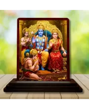 Car Desk/Table Top Lord Rama Sita Wooden Photo Stand  3x4 Inches, Compact & Stylish Spiritual Display For Car, Home & Office (Pack Of 1) (F14445)