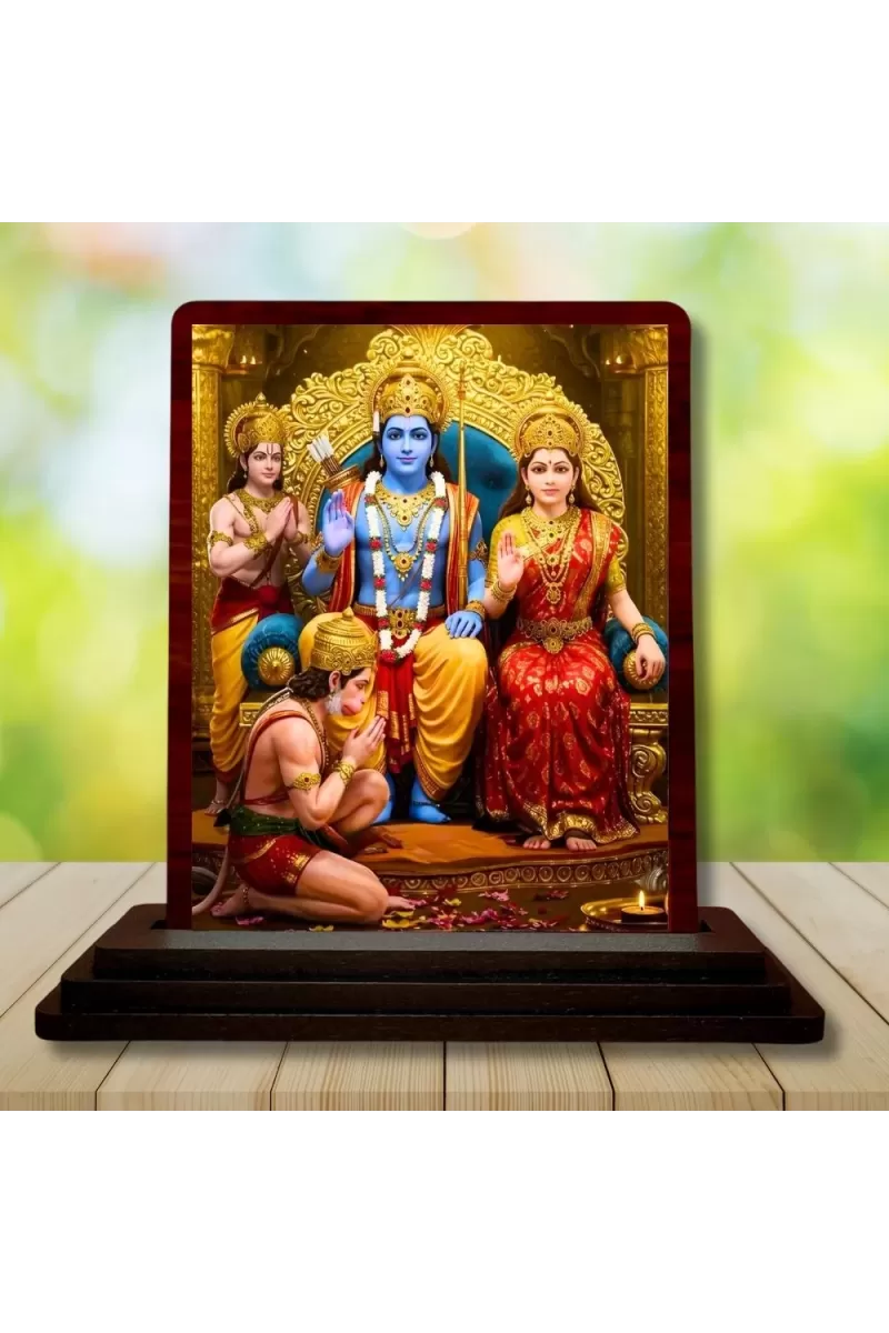 Car Desk/Table Top Lord Rama Sita Wooden Photo Stand  3x4 Inches, Compact & Stylish Spiritual Display For Car, Home & Office (Pack Of 1) (F14445)