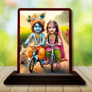 Car Desk/Table Top Radha Krishna Wooden Photo Stand 3x4 Inches, Compact & Stylish Spiritual Display For Car, Home & Office (Pack Of 1) (F14451) Car Desk/Table Top Radha Krishna Wooden Photo Stand 3x4 Inches, Compact & Stylish Spiritual Display For Car, Home & Office (Pack Of 1) (F14451)