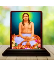 Car Desk/Table Top Swami Nigamananda Paramahansa Wooden Photo Stand  3x4 Inches, Compact & Stylish Spiritual Display For Car, Home & Office (Pack Of 1) (F14455)