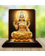Car Desk/Table Top Goddess Lakshmi Wooden Photo Stand  3x4 Inches, Compact & Stylish Spiritual Display For Car, Home & Office (Pack Of 1) (F14456)