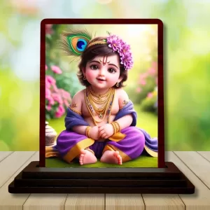 Car Desk/Table Top Lord Krishna Wooden Photo Stand 3x4 Inches, Compact & Stylish Spiritual Display For Car, Home & Office (Pack Of 1) (F14457) Car Desk/Table Top Lord Krishna Wooden Photo Stand 3x4 Inches, Compact & Stylish Spiritual Display For Car, Home & Office (Pack Of 1) (F14457)