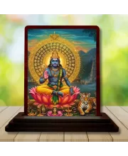 Car Desk/Table Top Lord Surya Deva Wooden Photo Stand  3x4 Inches, Compact & Stylish Spiritual Display For Car, Home & Office (Pack Of 1) (F14459)
