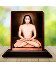 Car Desk/Table Top Mahavatar Babaji Wooden Photo Stand  3x4 Inches, Compact & Stylish Spiritual Display For Car, Home & Office (Pack Of 1) (F14463)