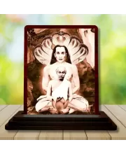 Car Desk/Table Top Mahaveer Babaji Wooden Photo Stand  3x4 Inches, Compact & Stylish Spiritual Display For Car, Home & Office (Pack Of 1) (F14466)